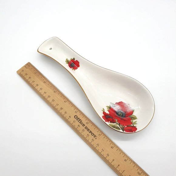 Poppy Pettertree Gracie China Spoon Rest Collection Red Floral Stove Cooking - Picture 5 of 6